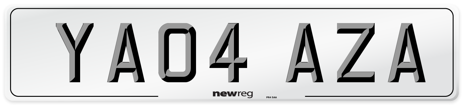 YA04 AZA Number Plate from New Reg